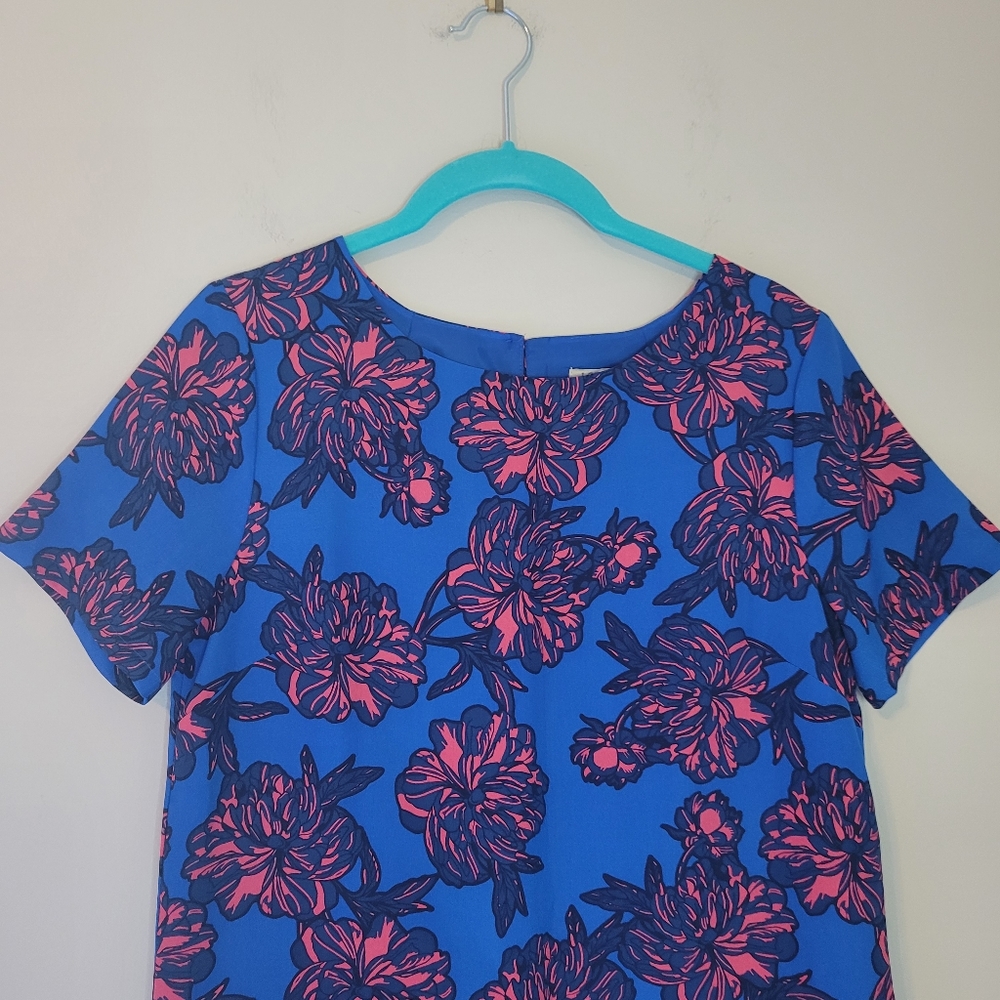 J. Crew Factory Gallery Shift Dress in Floral Blue and Pink - Picture 2 of 7